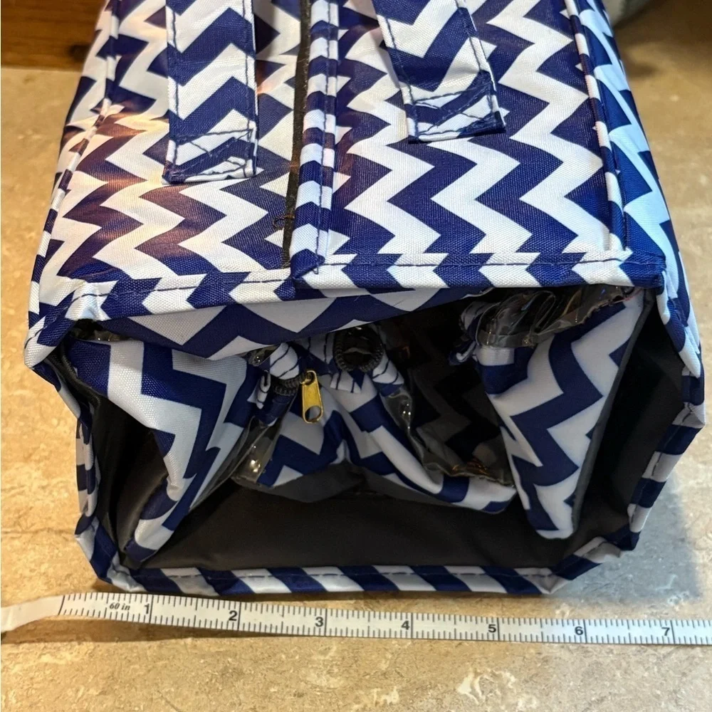 Chevron Pattern Cosmetic Bag with removable pouches.